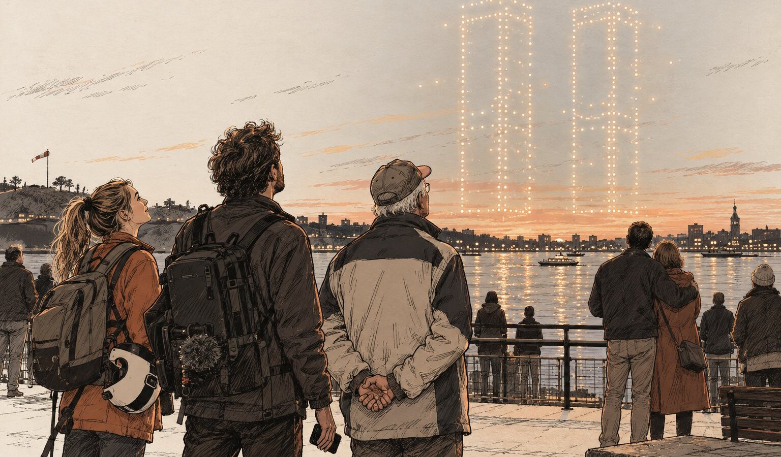 2977 drones als Twin Towers boven New York